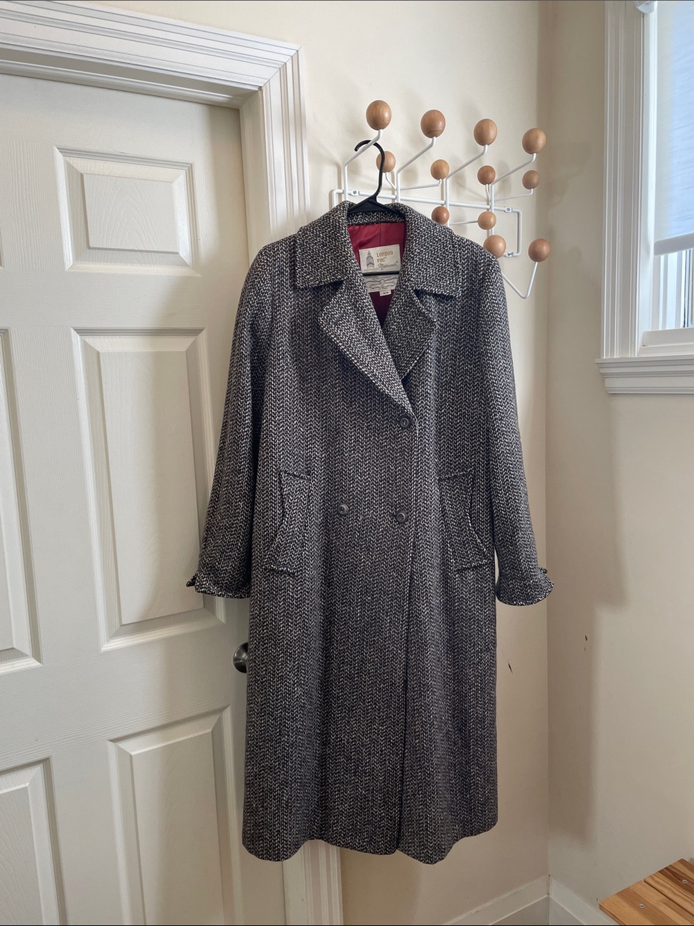 London Fog - Vintage Herringbone Pea Long Coat Coat - Gray 12